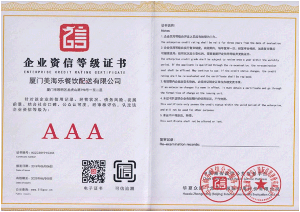 企业资信等级证书