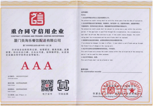 重合同守信企业